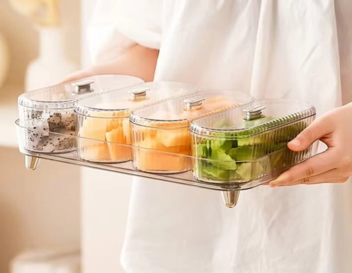UFORU 4 Compartment Food Snack Tray – Sectioned Serving Platter for Snacks, Fruits & Dry Foods