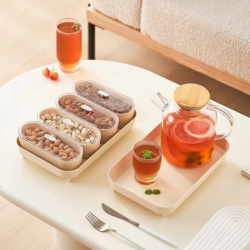 UFORU 4 Compartment Food Snack Tray – Sectioned Serving Platter for Snacks, Fruits & Dry Foods - Image 3