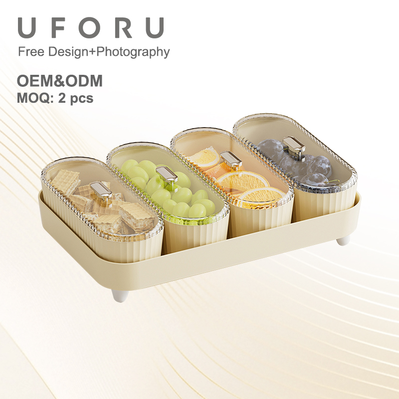 UFORU 4 Compartment Food Snack Tray – Sectioned Serving Platter for Snacks, Fruits & Dry Foods - Image 4