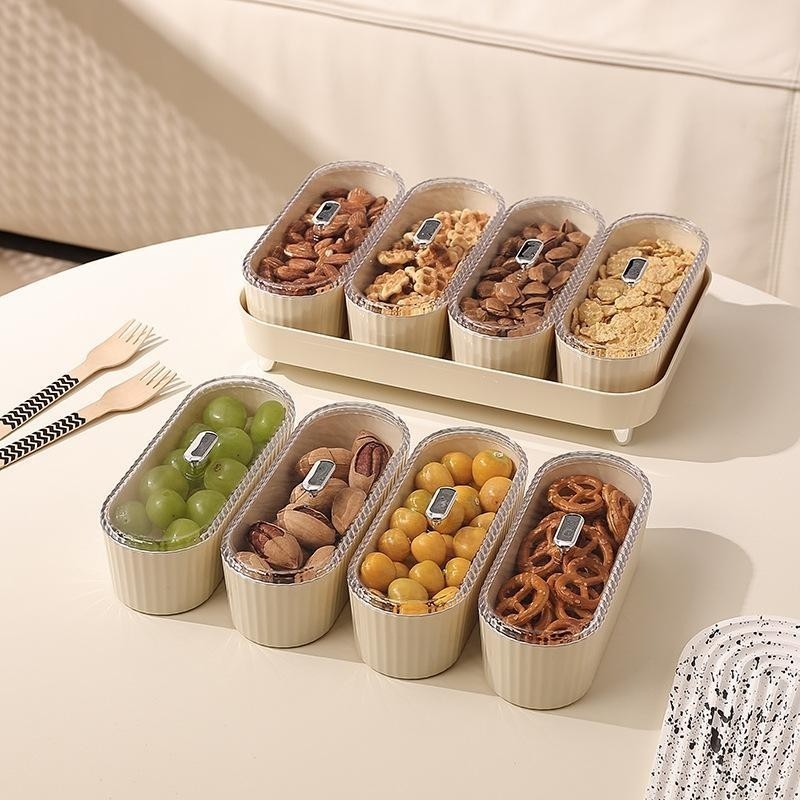 UFORU 4 Compartment Food Snack Tray – Sectioned Serving Platter for Snacks, Fruits & Dry Foods