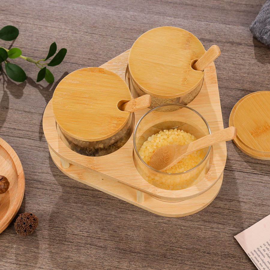 280ml Glass Jar with Bamboo Lid Wide Mouth Kitchen Storage Container