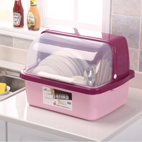 Cupboard Kitchen Drain Dish Rack with Lid Bowl Chopsticks Tableware Storage Box Plastic Dish Rack Dish Rack Dish Storage Rack