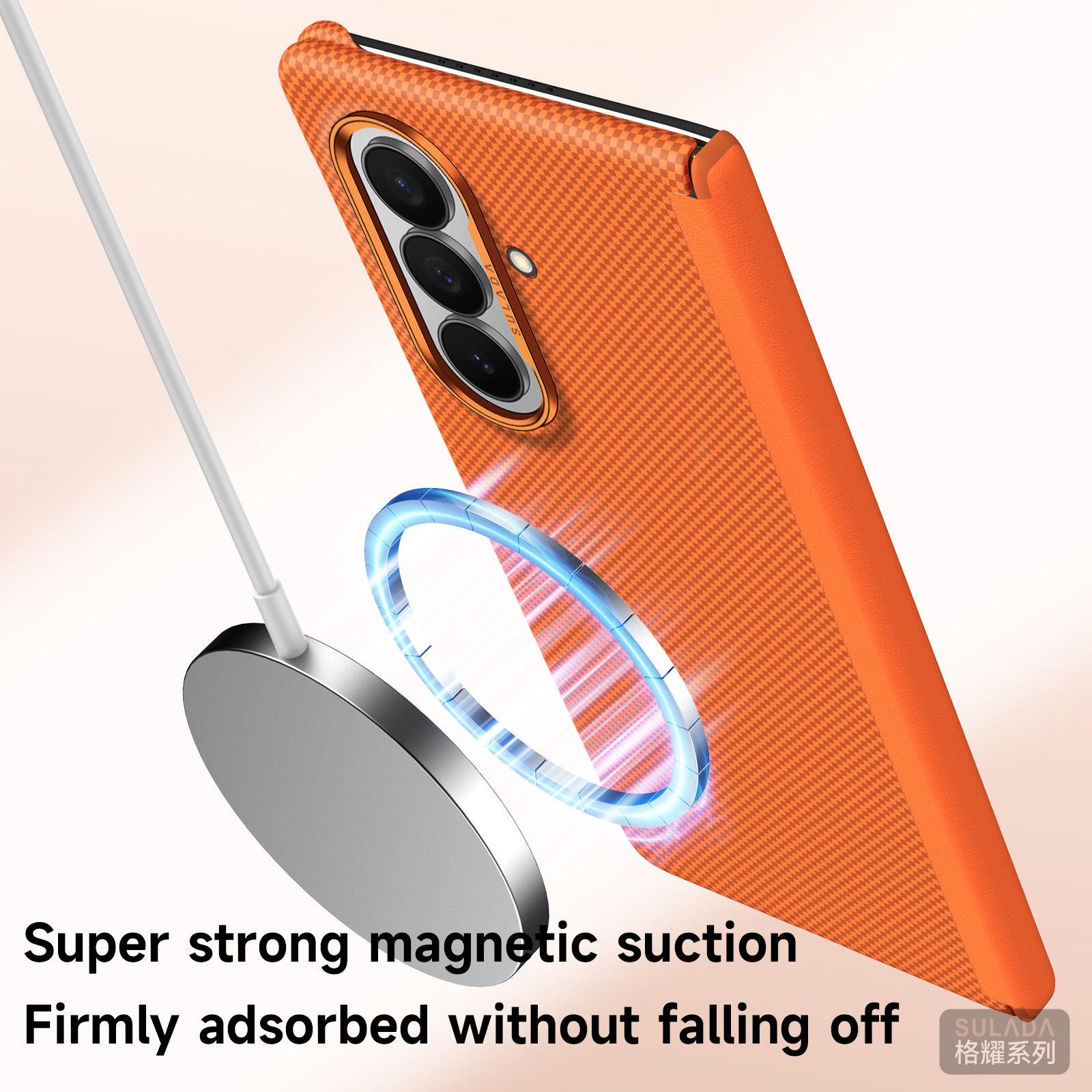Samsung Z Fold8 Ultra PC Texture Fold Phone Case Built in Magnetic Ring - Image 2
