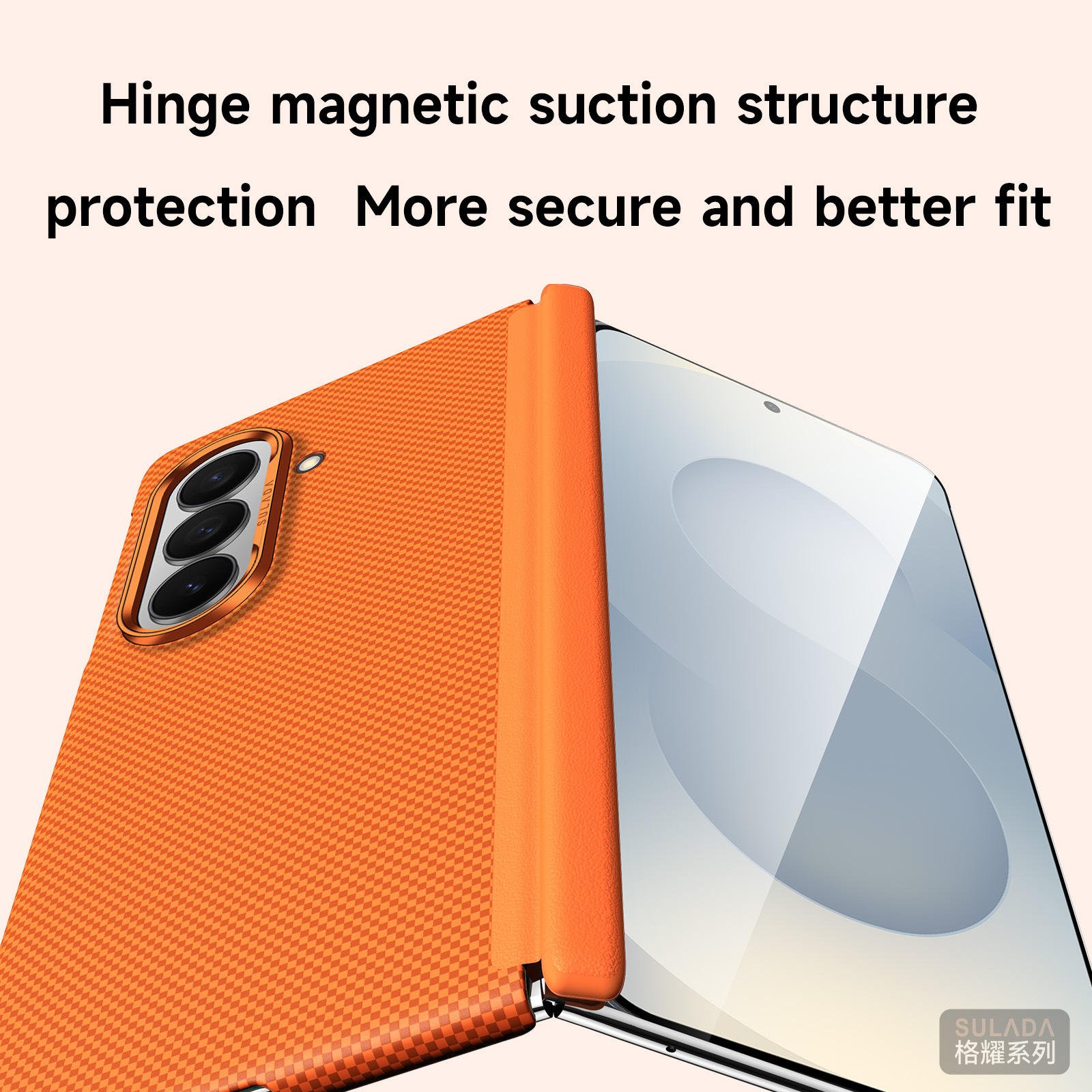Samsung Z Fold8 Ultra PC Texture Fold Phone Case Built in Magnetic Ring - Image 3
