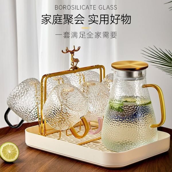 Light Luxury and High-End Glass Cup for Home Living Room, Hot Water-Resistant Cup, Tea Cup, Milk Cup, Drinking Cup, Hospitality Set