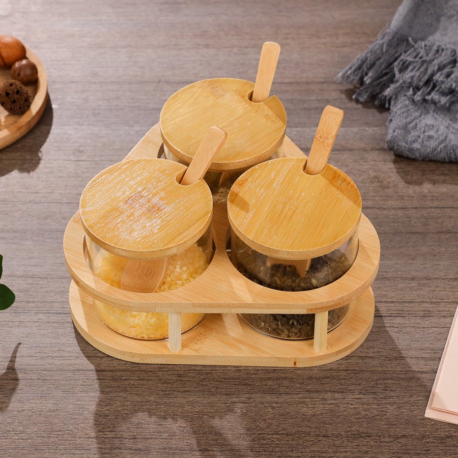280ml Glass Jar with Bamboo Lid | Wide Mouth Kitchen Storage Container - Image 6