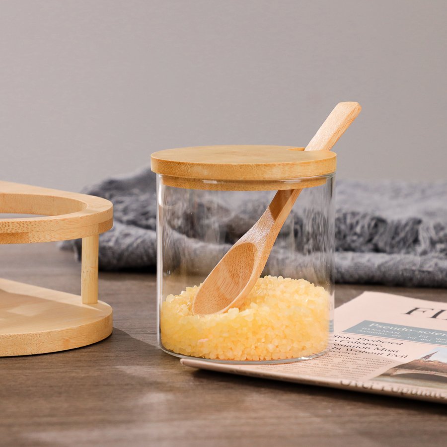 280ml Glass Jar with Bamboo Lid | Wide Mouth Kitchen Storage Container - Image 5