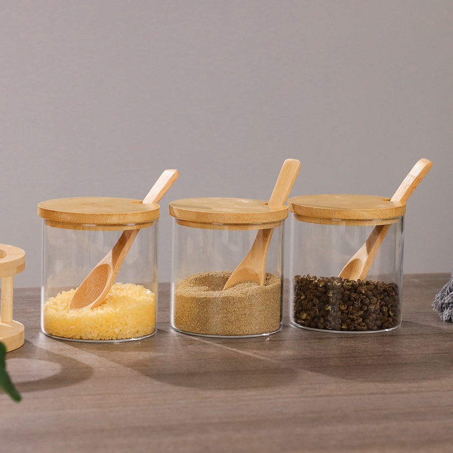 280ml Glass Jar with Bamboo Lid | Wide Mouth Kitchen Storage Container - Image 4