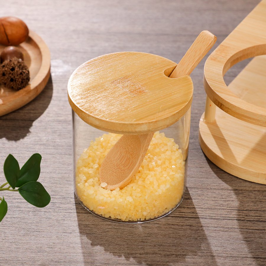 280ml Glass Jar with Bamboo Lid | Wide Mouth Kitchen Storage Container - Image 3