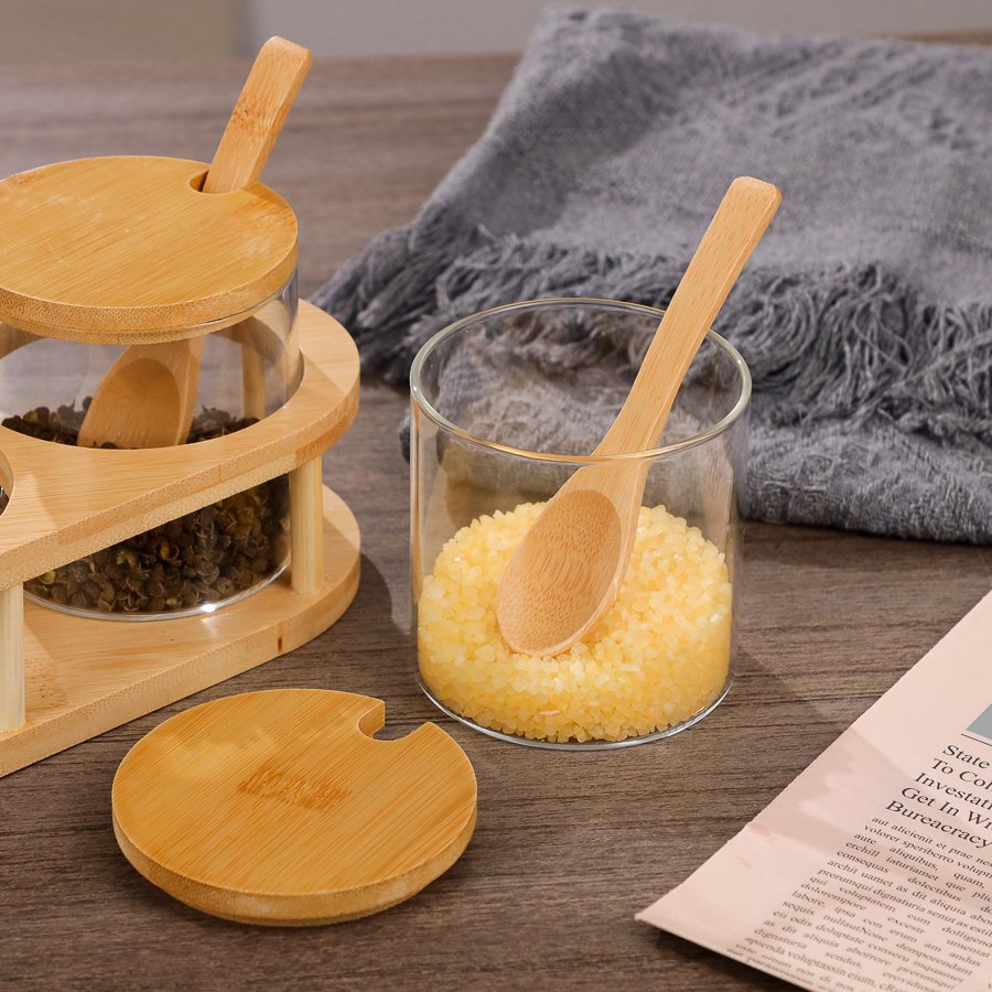 280ml Glass Jar with Bamboo Lid | Wide Mouth Kitchen Storage Container - Image 2