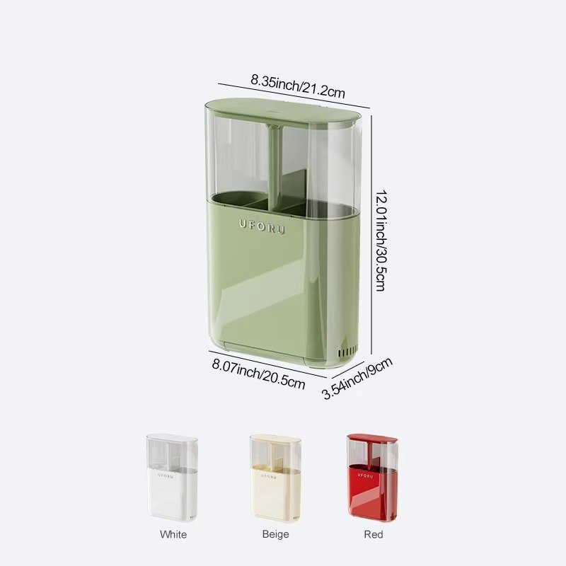 UFORU Wall Mounted Retractable Storage Rack with Adjustable Plastic Containers - Image 2