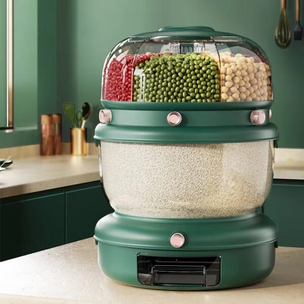 Rotating grain and cereal sorting storage box, large capacity, multi-functional household
