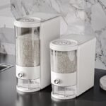 WANUO 10kg Capacity Rice Dispenser Insect-repellent Kitchen Rice Storage Container Press-operated Rice Dispenser.