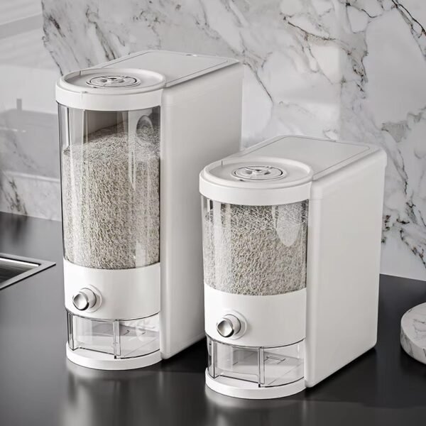 WANUO 10kg Capacity Rice Dispenser Insect-repellent Kitchen Rice Storage Container Press-operated Rice Dispenser.