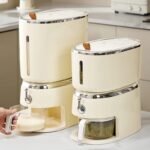 WANUO 11.5kg Rice Capacity Kitchen Rice Dispenser Plastic Rice Dispenser with Visible Remaining Quantity