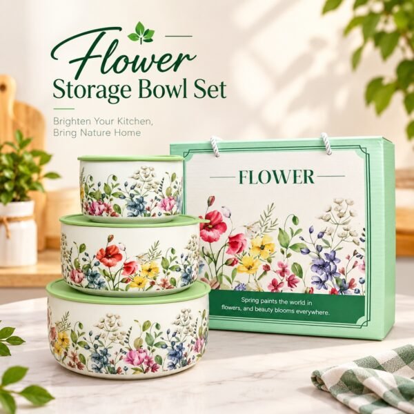 Pastel Floral Ceramic Storage Bowls