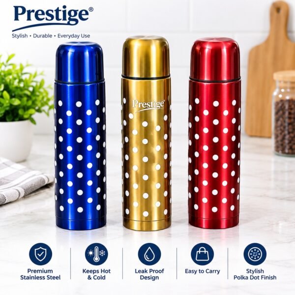 1 Litre Stainless Steel Vacuum Flask | Hot & Cold Water Bottle with Double Wall Insulation